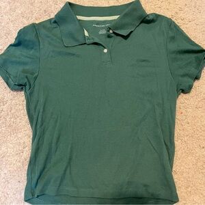 American Eagle Green Polo baby tee